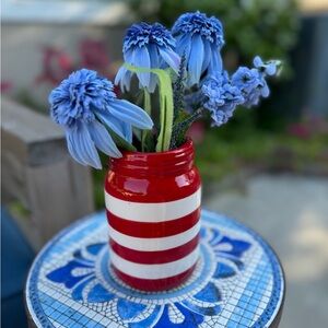 Red, White, & Blue faux flower arrangement!